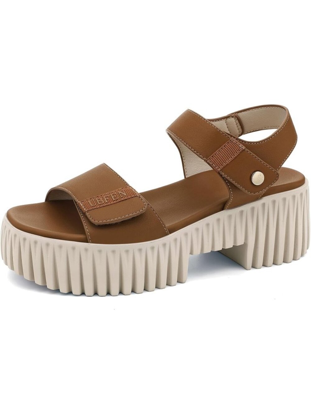 Women's All Brown Platform Dressy Sandals Chunky Wedge Heel Comfortable Casual